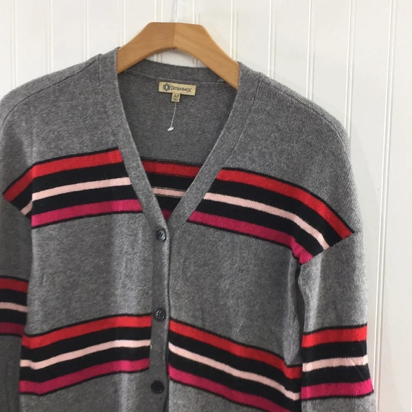 Democracy Gray Striped Flower Applique Cardigan - Picture 4 of 13